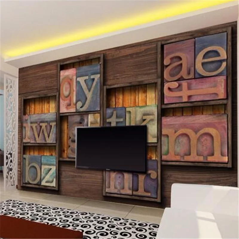 wellyu Customized large mural wallpaper 3d retro wood structure TV background living room bedroom background wallpaper