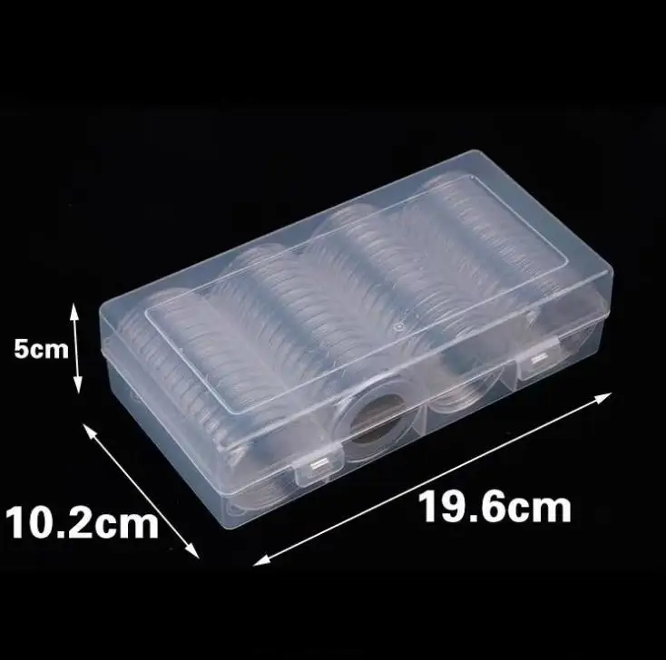 20Set 60grids 40mm Clear Coin Capsules Caps Transparent Coin capsules For Coins Dollar box SN3801