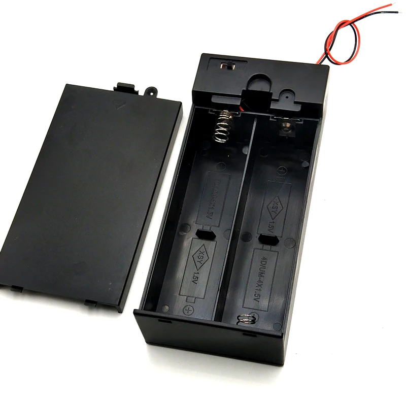 

300pcs/lot High Quality 4 x D Size Battery Wire Leaded Holder Storage Box Case With ON/OFF Switch 6V Batteries Shell Cover