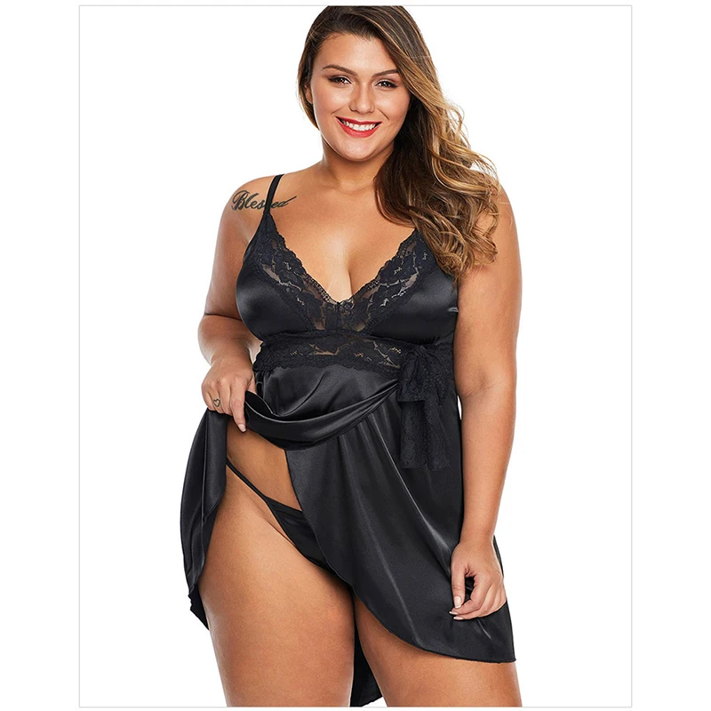 

Sexy Nightgown Large Night Dress Ladies Sleeveless Nighties V-neck Nightgown Women Plus Size Nightdress Lace Sleepwear Nightwear