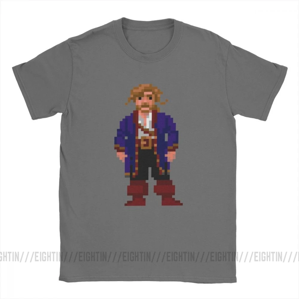 Men T-Shirts Guybrush Threepwood Monkey Island T Shirt Casual 100% Cotton Tees Short Sleeve Games Video Pirate Retro Game Tops