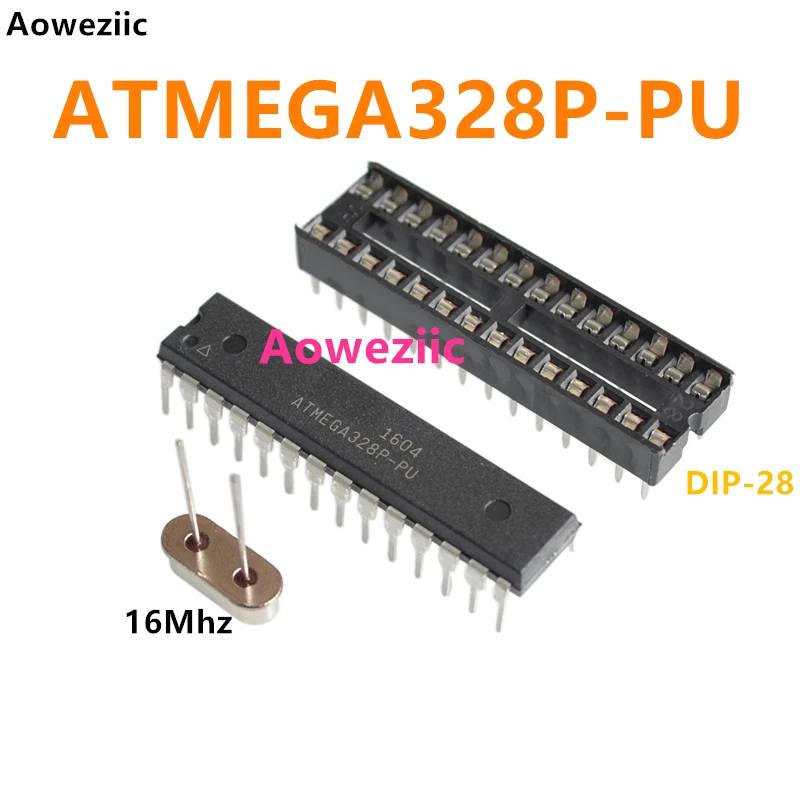 

2Pcs ATMEGA328P-PU +2Pcs DIP28 Socket +2Pcs 16MHz Crystal ATMEGA328P ATMEGA328 328P-PU 8-bit microcontroller AVR 32K flash