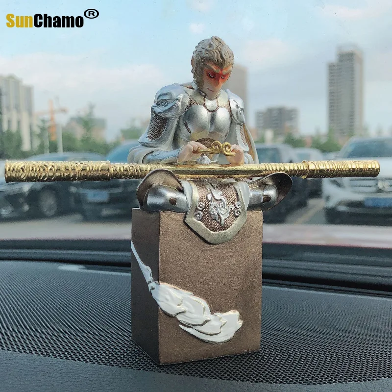 Fight Against Buddha Jingsi Wukong Statue and Sun Art Sculpture Fiberglass Craft Car Interior Home Decoration Accessories