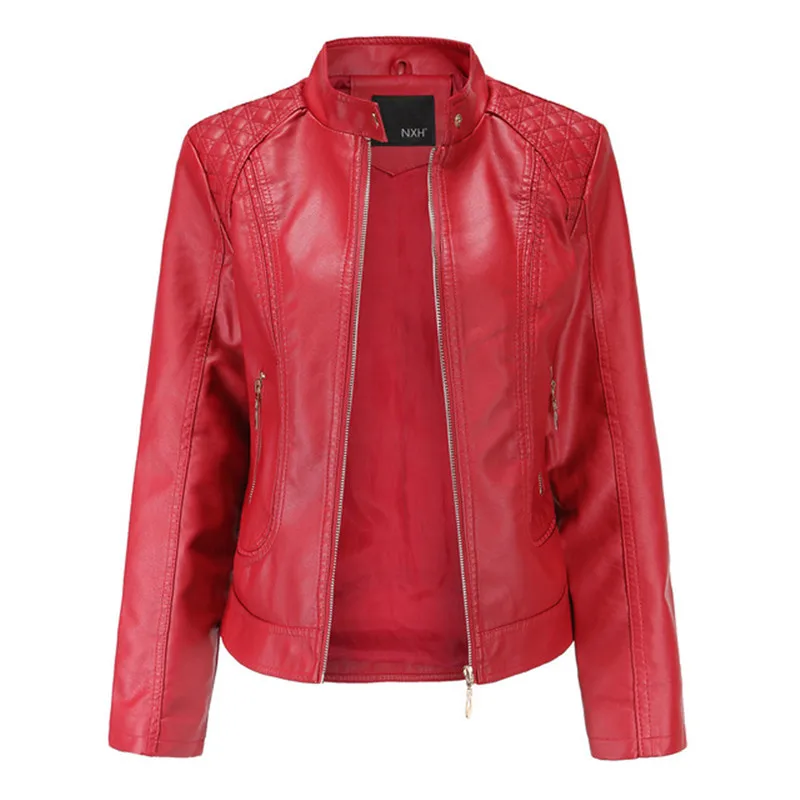 Herfst Vrouwen Pu Leren Jas Vrouw Rits Korte Jas Vrouwelijke Zwarte Punk Bomber Faux Leather Uitloper Lente Blazer Grote Maat