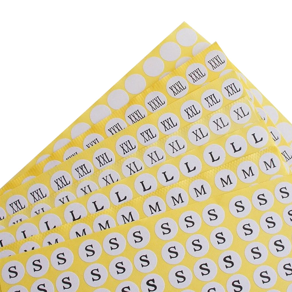 Wholesale Stock Paper Self-Adhesive Size Labels For Clothing Garment Shoes Size Sticker Tags Sticker Size Label Xs/S/M/L/Xl Size