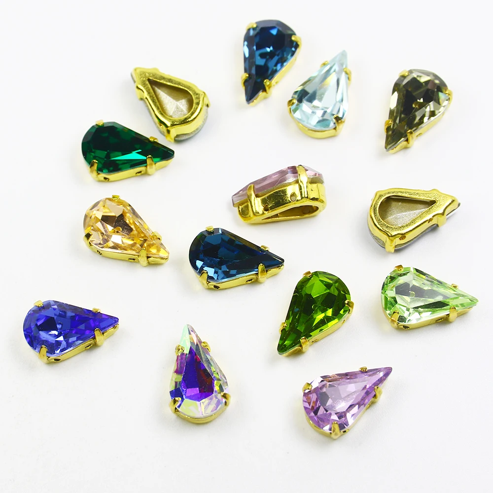 Glitter Glass Mix Style Cristal Rhinestones With Claw Sew On Rhinestone Appliques Strass Stones For Needlework Clothe