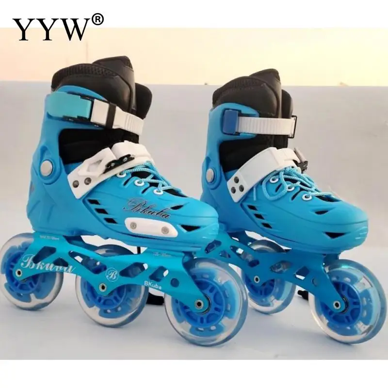 Roller Sneaker Pvc Adjustable Flash Children 3 Wheels Shoes Skate Skating Shoes For 2 Colors Slalom Speed Patines Size 31-38