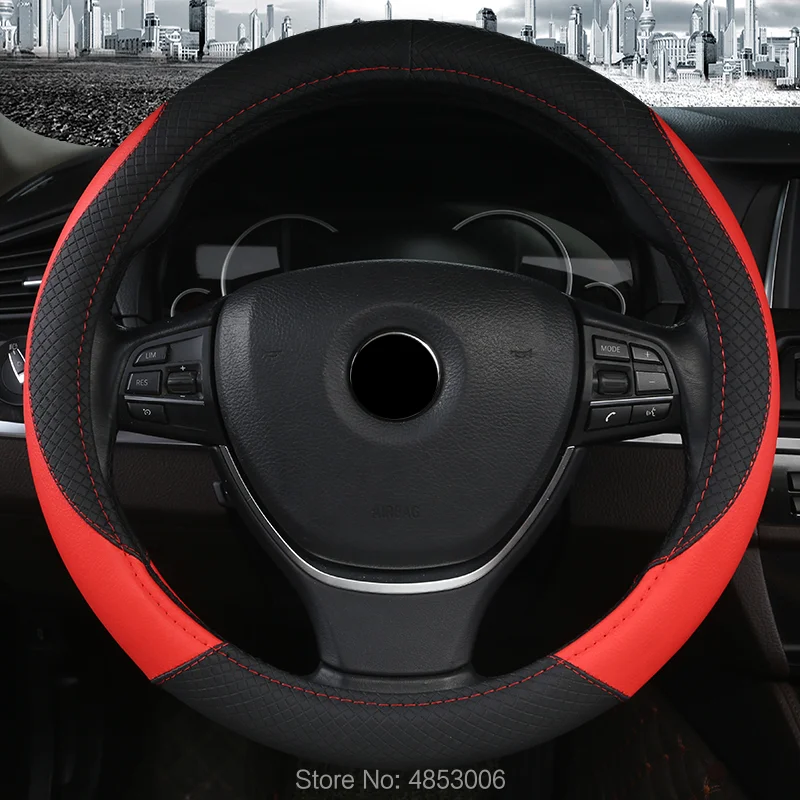 

Car Steering Wheel Cover Universal Handlebar Leather Handlebar Cover Seven Color Fashion Non-slip Steering Wheel Cover