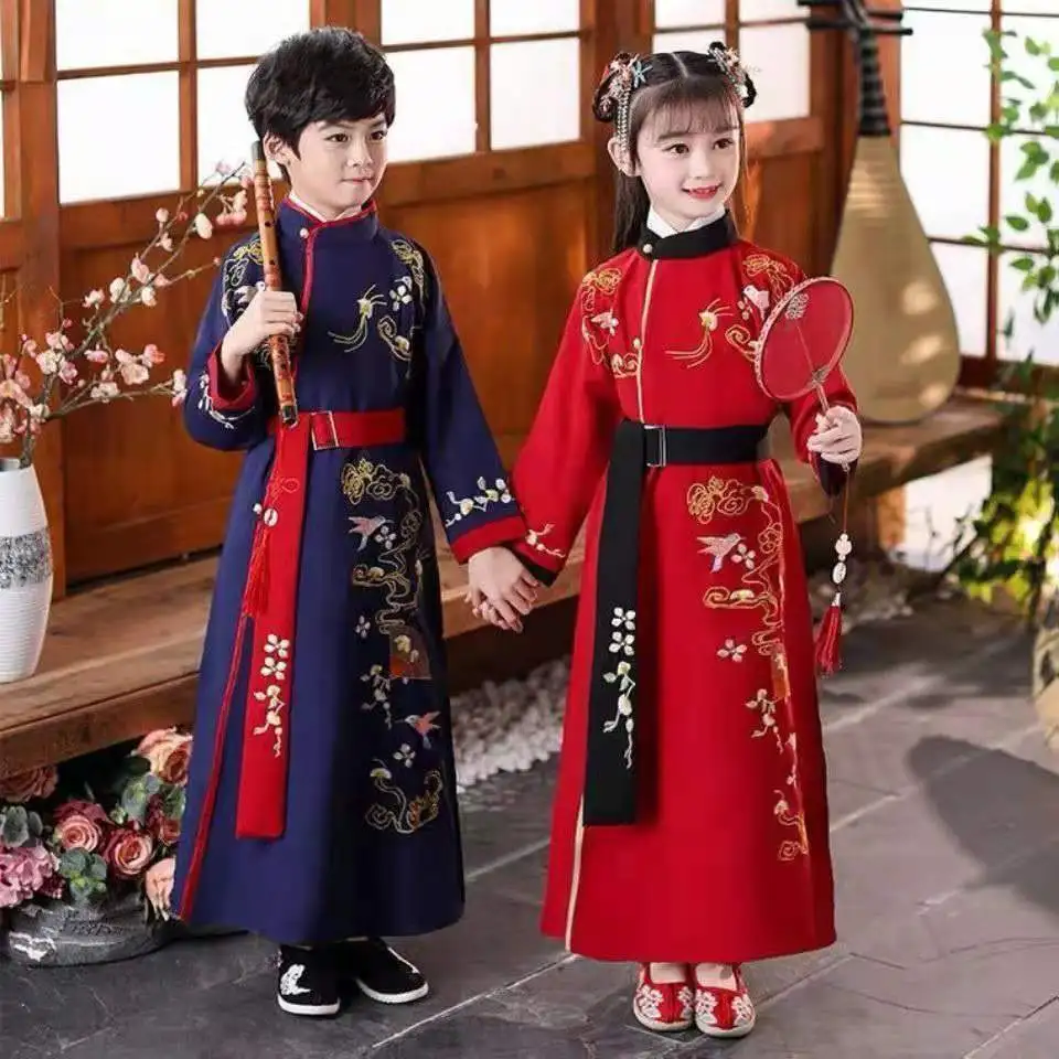 Jongen Hanfu Podium Outfit Chinese Jurk Baby Nieuwe Jaar Tang Pak Voor Kinderen Chinese Traditionele Kostuum Traditionele Kids Kleding