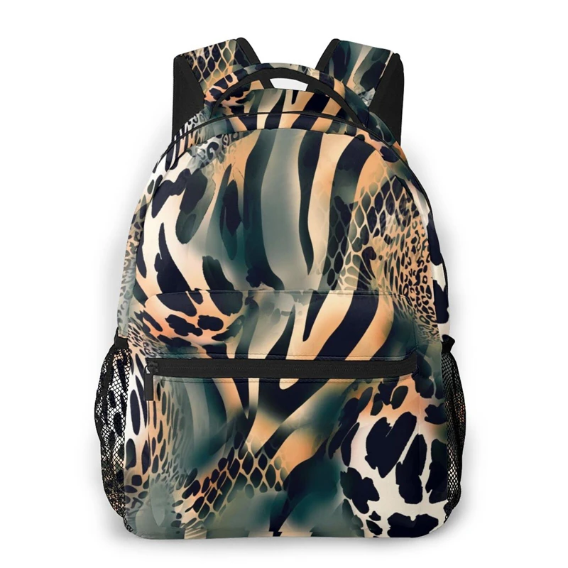 WHEREISART Fashion Female Backpack Leopard Print Straps Woman Travel Large Capacity Girl Mochila Mujer Golden Baroque Pattern