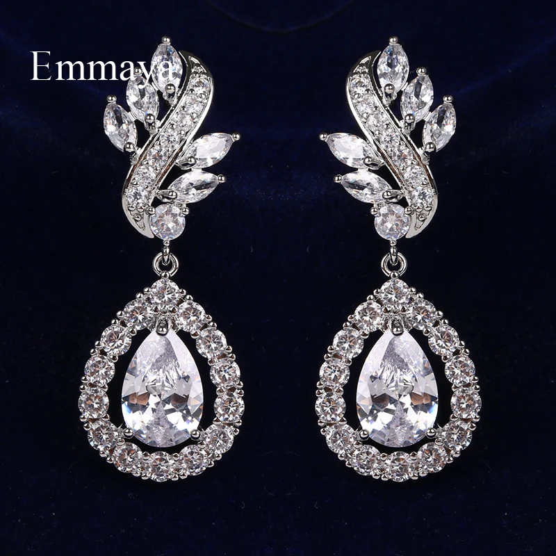 Emmaya Ingenious Design Long Earring Symmtrical Appearance For Female Punk Style Zirconia Jewelry Muliticolor Wedding Party