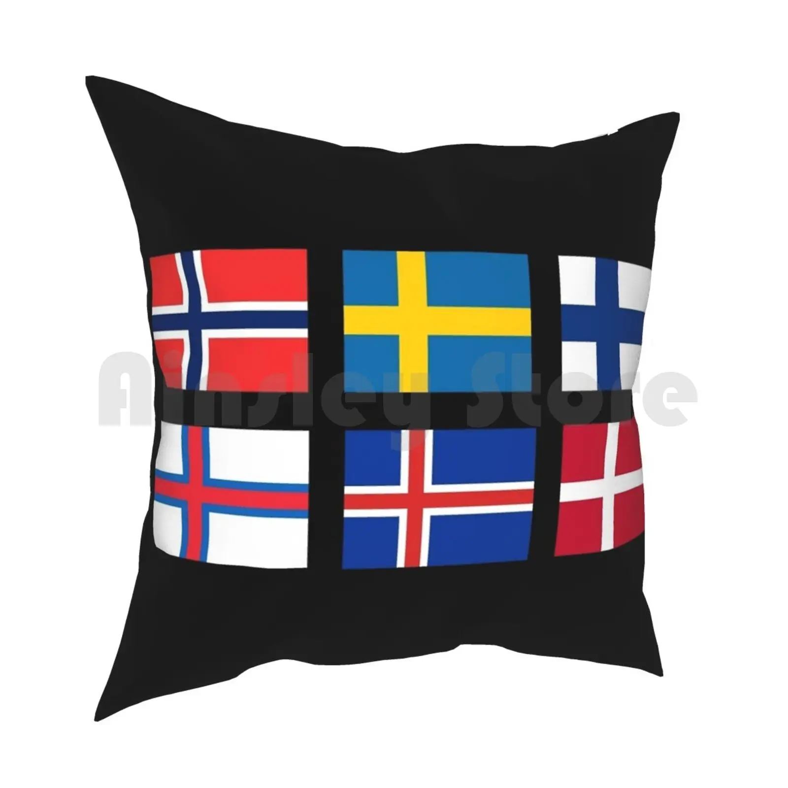 Scandinavian Flags Pillow Case Printed Home Soft Throw Pillow Scandinavia Sweden Norway Finland Iceland Faroe Islands