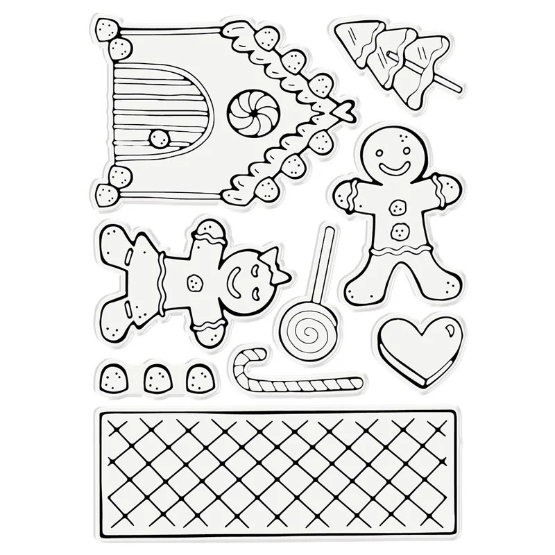 Xmas Gingerbread Man Clear Stamp With Metal Cutting dies for DIY Scrapbooking Paper Cards Silicone Transparent Stempels Seal New