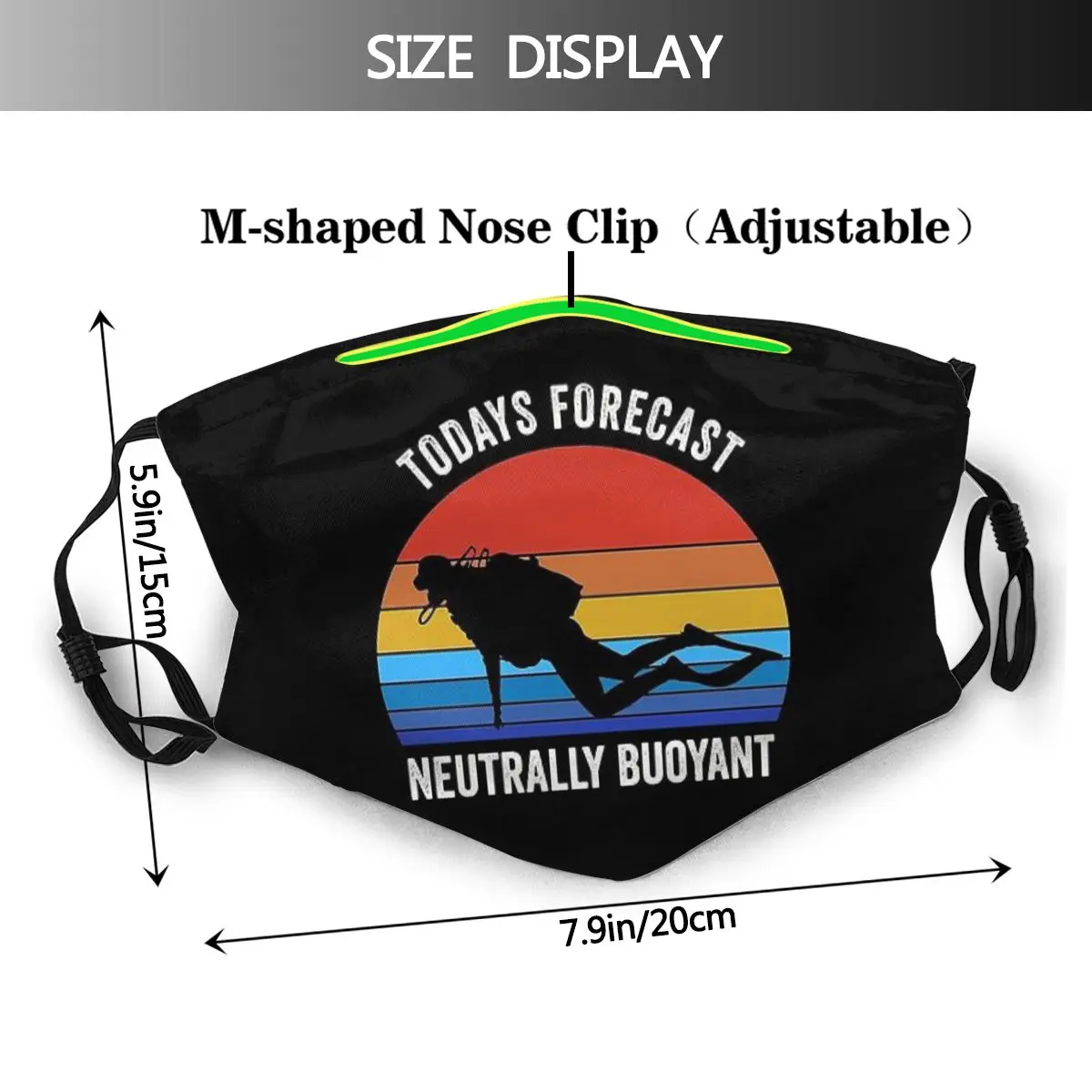 Scuba Diving And Snorkelling Sports Protection's Mask Funny Todays Forecast Neutrally Buoyant Washable Fabric Mask With Filters