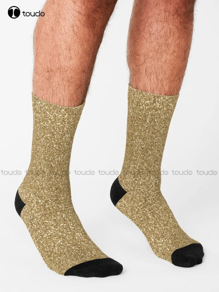 Gold Glitz Glitter Socks Mens Funny Socks Personalized Custom Unisex Adult Teen Youth Socks 360° Digital Print Fashion New