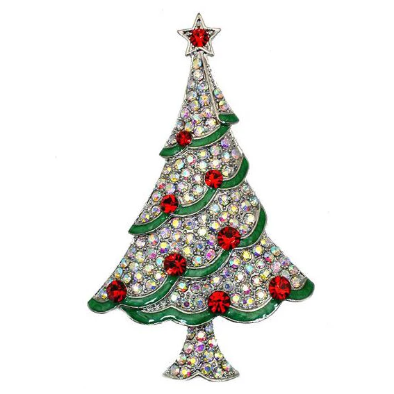 Christmas Tree With Muticolor Rhinestone Brooch Christmas Decoration