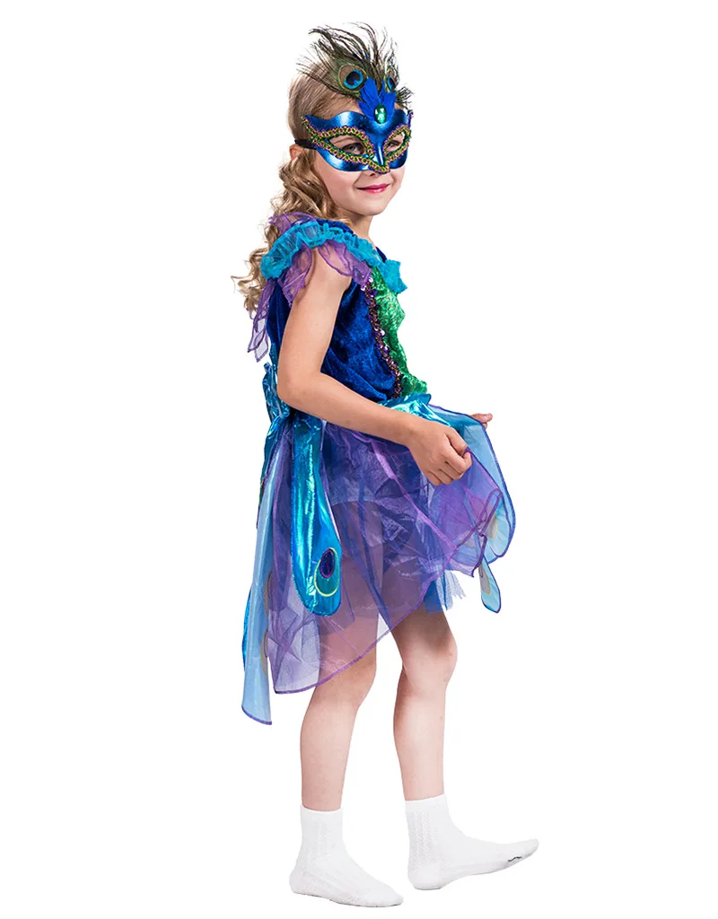 Halloween Costume For Girls Beautiful Princess Dress For Birthday Party Child Peacock Costume Fantasias Christmas Costumes Kids