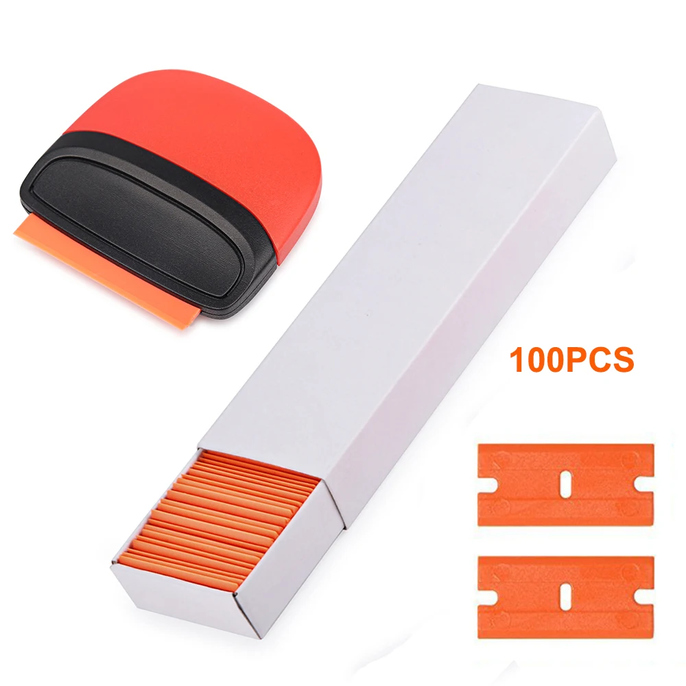 EHDIS Cleaning Scraper With Plastic Razor Blades Carbon Fiber Film Wrapping Squeegee Glass Sticker Glue Remover Tint Car Tools