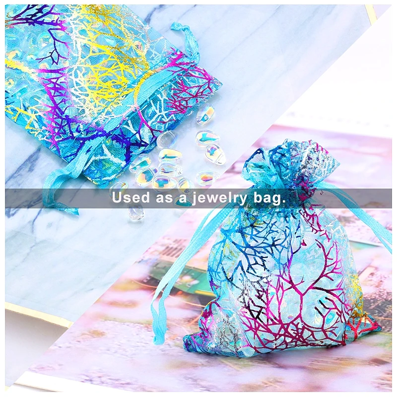 Wholesale 5*7 7*9 9*12 10*15cm Colorful Organza Bags Drawstring Jewelry Packaging Bags Wedding Gift Bags Jewelry Pouches