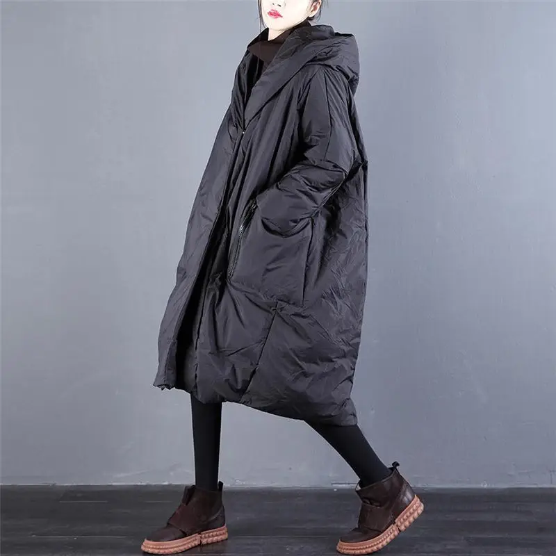 Extra Large Size Women Clothing 2021 Winter Oversized jacket Padded Coat With Hood Long Loose Casual Warm Parkas Abrigo M1176