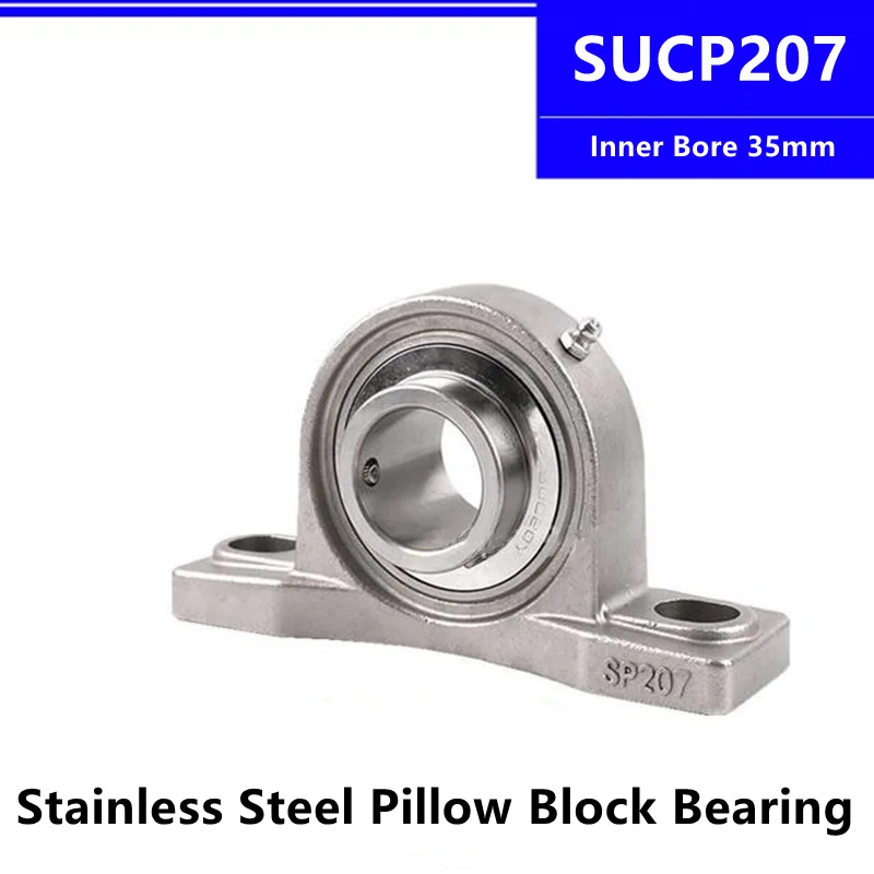 

SUCP207 Stainless Steel Pillow Block Bearing Inner Bore 35mm Unit Mounted Housing Outer Spherical Vertical Bearing With Seat