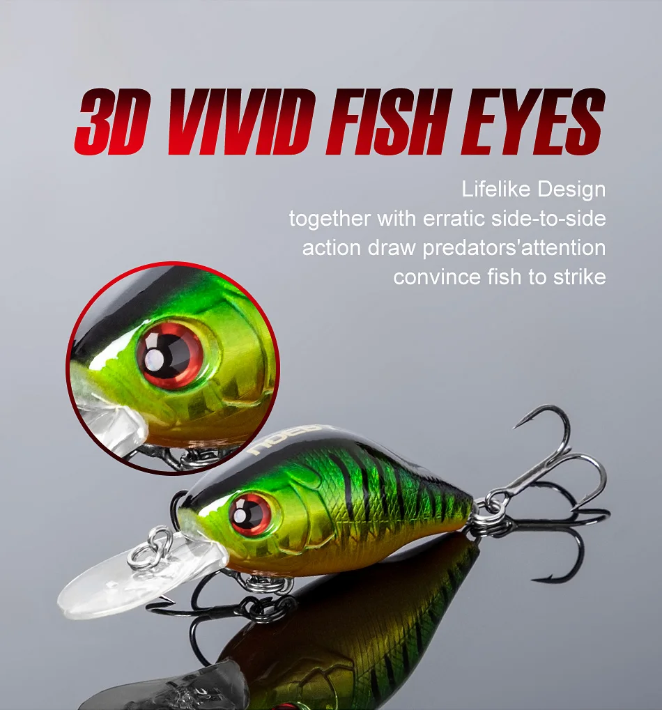 NOEBY Mini Schwimmender Crankbait Köder 45mm 8g Jerkbait Harter Köder für Forelle, Hecht, Barsch, Süßwasser-Angeln – Detail 9