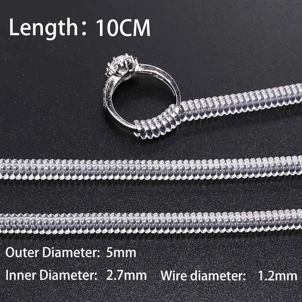 4 teile/los Transparent Spirale Basierend Ring Werkzeuge Frühling Spule Ring Größe Teller Schutz Spanner Reduzierer Größenänderung Werkzeug Für Schmuck