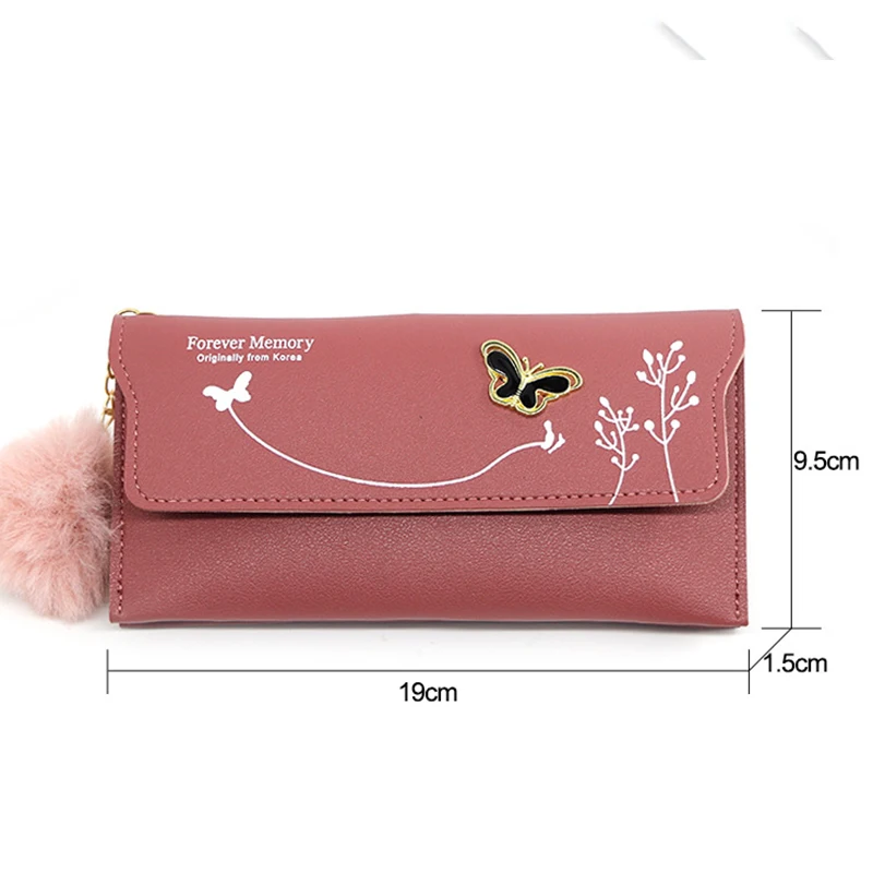 Women Wallet PU Leather Purse Female Wallet Butterfly Designer Pouch Handbag for Lady Coin Purse Card Holder Clutch Phone Pocket