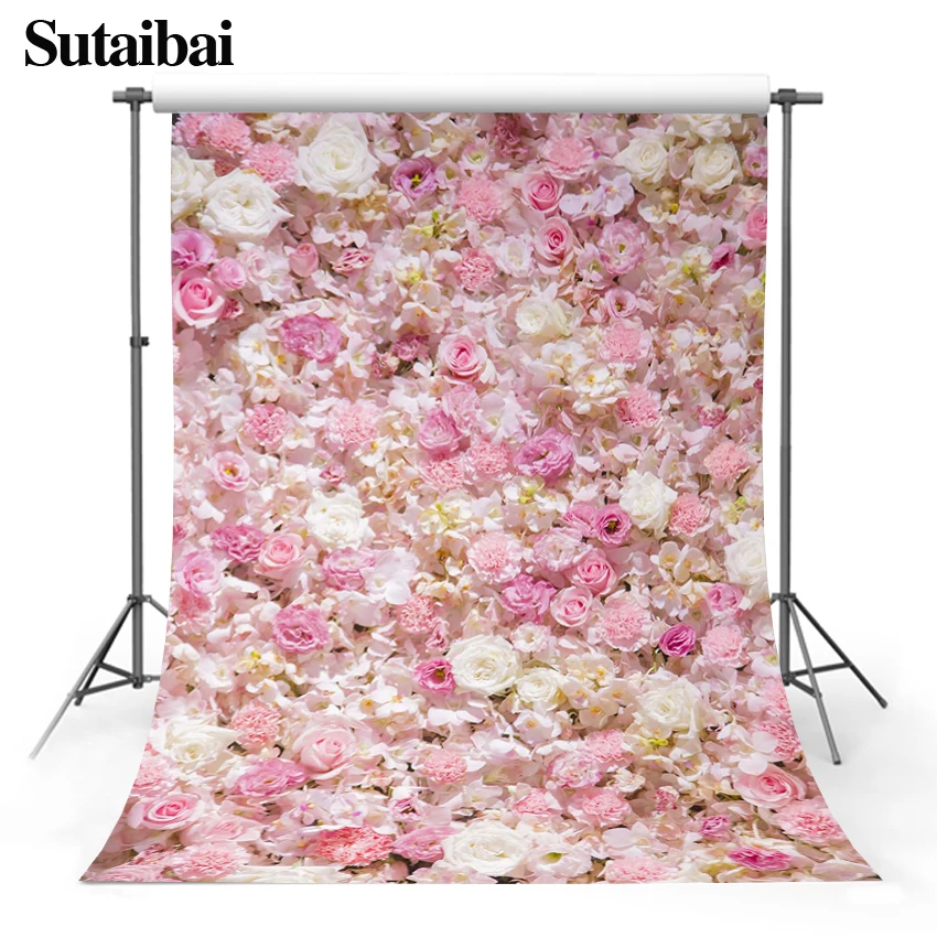 

Valentine's Day Flowers Photo Backdrops Vinyl Cloth Background for Wedding Lovers Portrait Children Photoshoot Photography Props