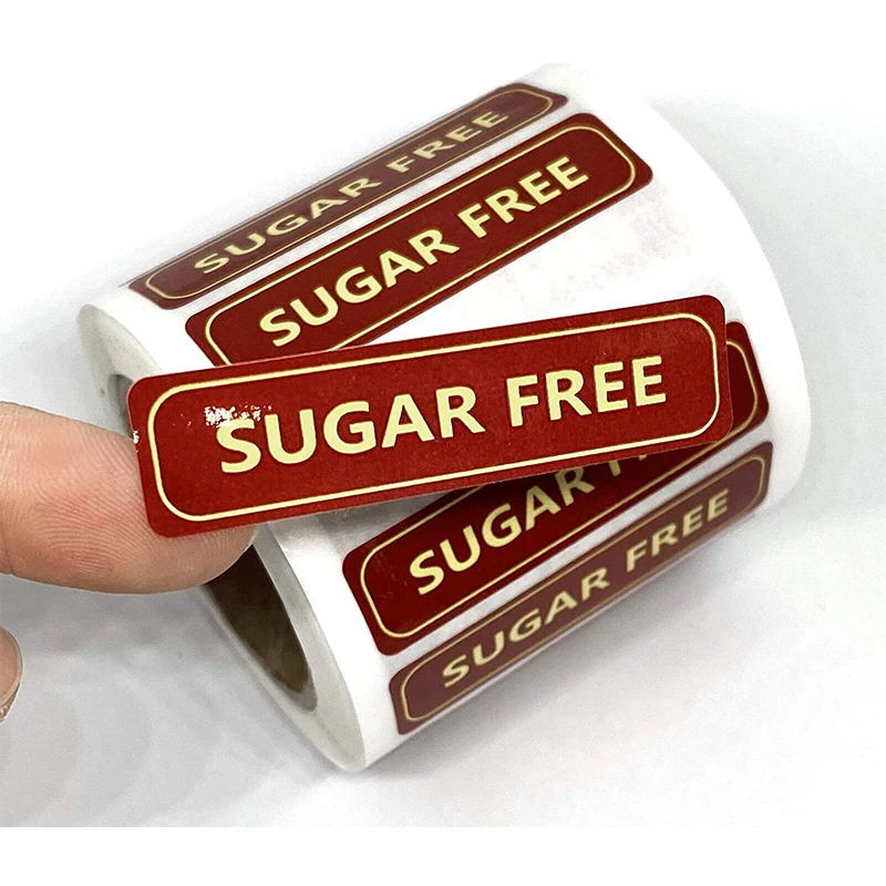 2x0.5 Inch Adhesive Sugar Free Labels Food Allergies Warning Label Stickers For Package Jar Bottle Rotation Labels On Medical