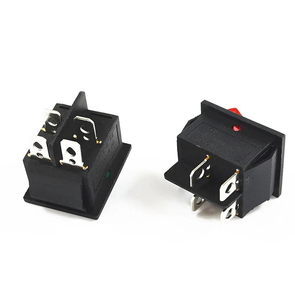 Latching Rocker Switch Power Switch I/O 4 Pins with Light 16A 250VAC 20A 125VAC KCD4