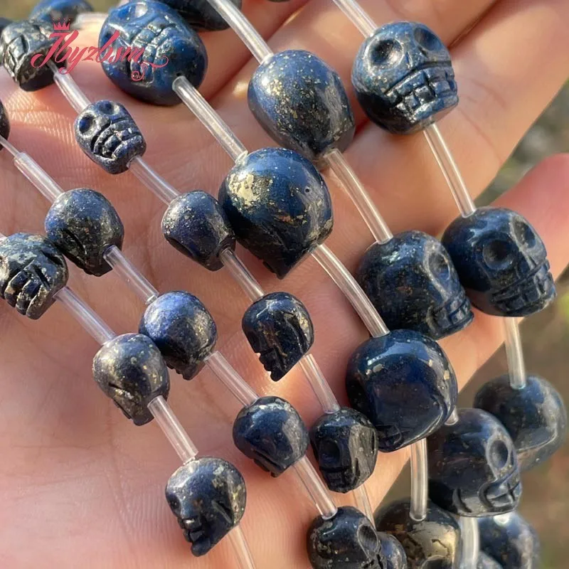 Skull Beads Blue Lazuli Lapis Beads Natural Stone for DIY Accessories Charms Pendant Necklace Bracelet Jewelry Making 15