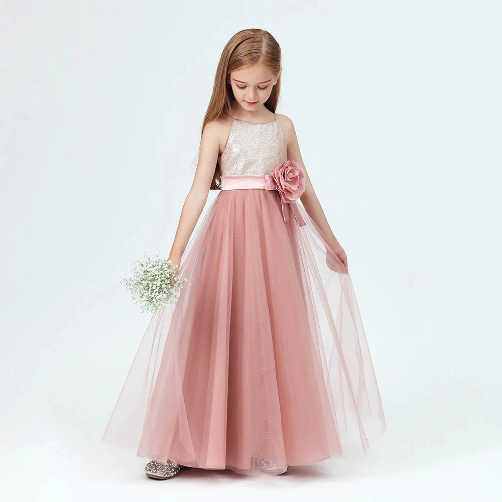 Tüll Blume Mädchen Kleid Partei Für Hochzeit Geburtstag Ballkleid Erste Heilige Kommunion Prom Kleider Junior Brautjungfer Kleider