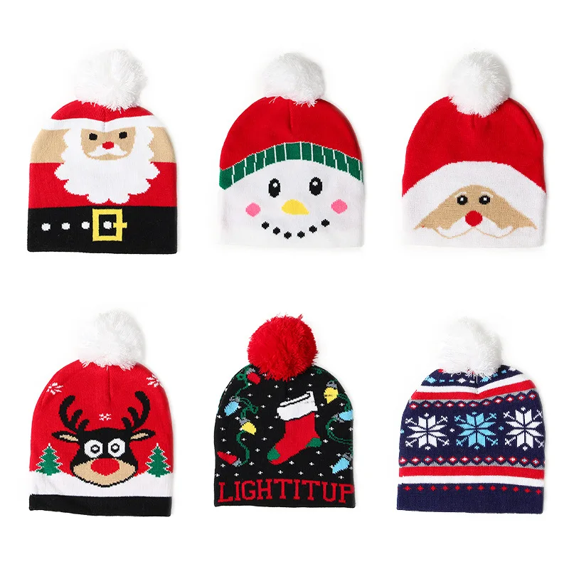 

Winter Hat For Girls Boys Christmas Hats Santa Claus Baby Knitted Hat With Pompom Children's Beanie Hat For Kids Toddler Cap