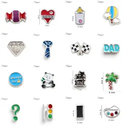 20Pcs/Lot Heart Love Letter Sister Dad Floating Charms Alloy Animal Panda Pendant Fit Loket Necklaces Jewelry