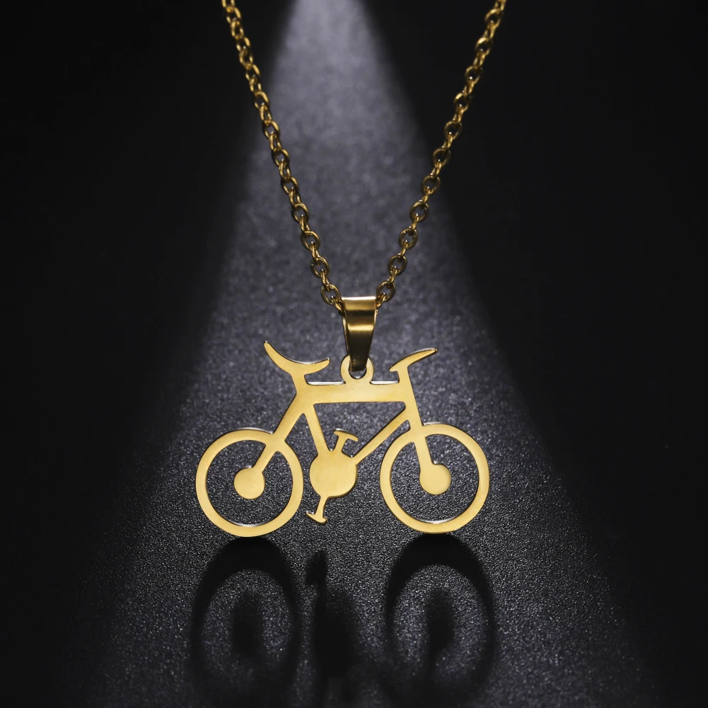 Unift Bicycle Necklace Boys Girls Gold Color Stainless Steel Bike Necklace Women Trendy Party Jewelry Sports Cyclists Lover Gift