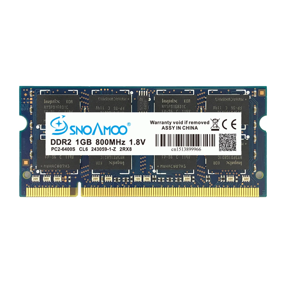 SNOAMOO DDR2 1GB 2GB 667MHz Laptop RAMs  PC2-5300S 800MHz PC2-6400S 200Pin CL5 CL6 1.8V 2Rx8 SO-DIMM Computer Memory Warranty