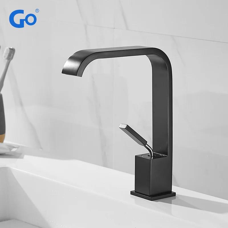 

Bathroom Deck Mounted Basin Faucet Black Sink Tap Single Hole Water Tap Hot and Cold mitigeur salle de bain mixer faucet