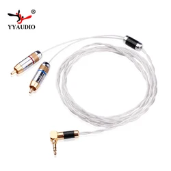 YYAUDIO Hifi 3.5mm do 2 kabel RCA czyste srebro główny rdzeń siver-plated przesiewowe 3.5mm Jack do 2rca męski przewód Aux Hifi