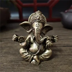 Bronze Farbe Herr Ganesha Statue Buddha Ornamente Elefant Hindu Gott Skulptur Figuren Home Büro Dekoration Buddha Statuen