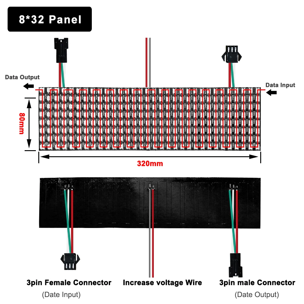 Panneau LED adressable individuellement, DC5V WS2812B, 8x8, 16x16, 8x32, 3 broches, WS2812, 5050 pixels RVB, matrice technique, écran numérique