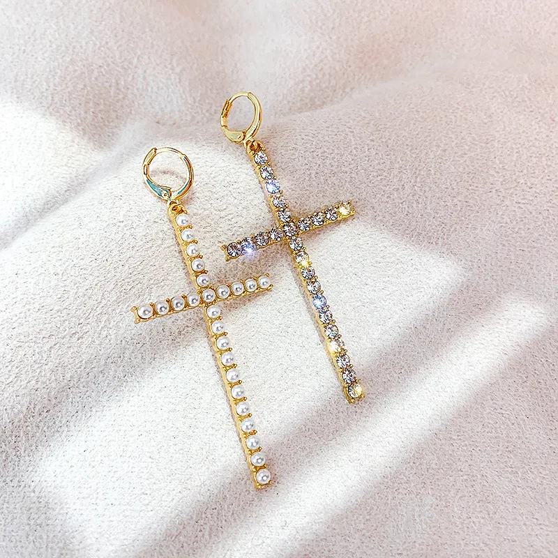 1 Stück Männer Frauen Punk Gothic Kreuz Übertrieben Klassische Metall Christian Kette Tropfen Baumeln Ohrringe Straße Hip Hop Schmuck Kpop – Detail 14