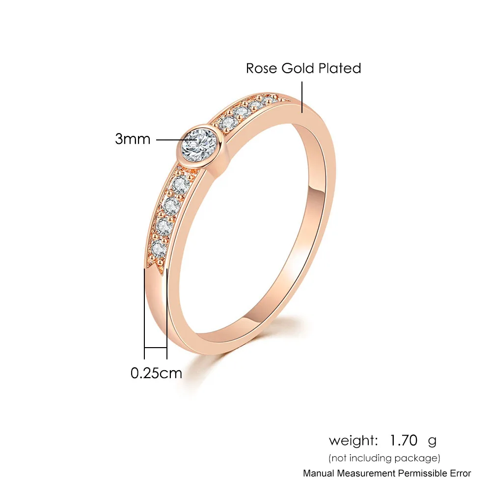 Rose Gold Color Class Rhinestones Studded Wedding Engagement Finger Rings Jewelry For Women anel R172 R173