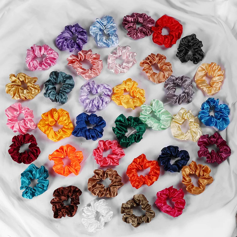 10Pcs/Lot Satin Elastic Hair Bands Colorful Silk Scrunchies Cute Rings Ropes Ties Fashion Ponytail Holder Women Hair Accessories