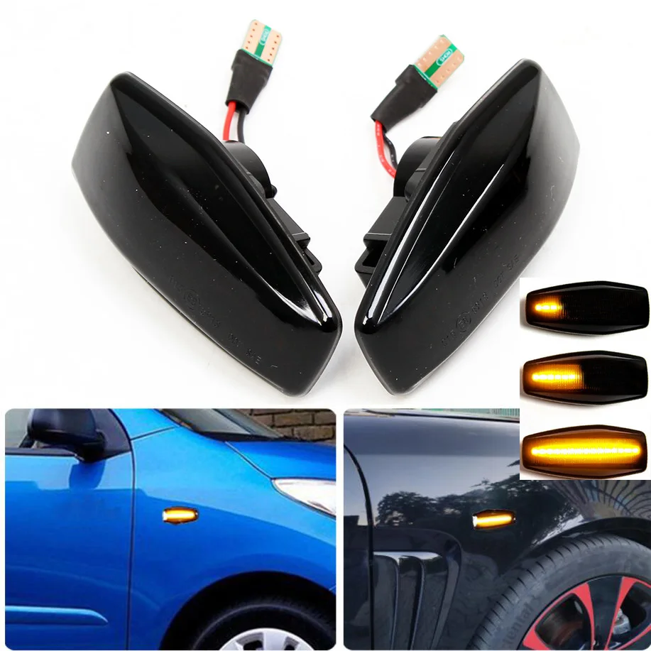 

2Pc Dynamic Amber LED Side Marker Turn Signal Sequential Blinker Light For Hyundai Elantra XD i10 Getz Sonata XG Tucson Terracan