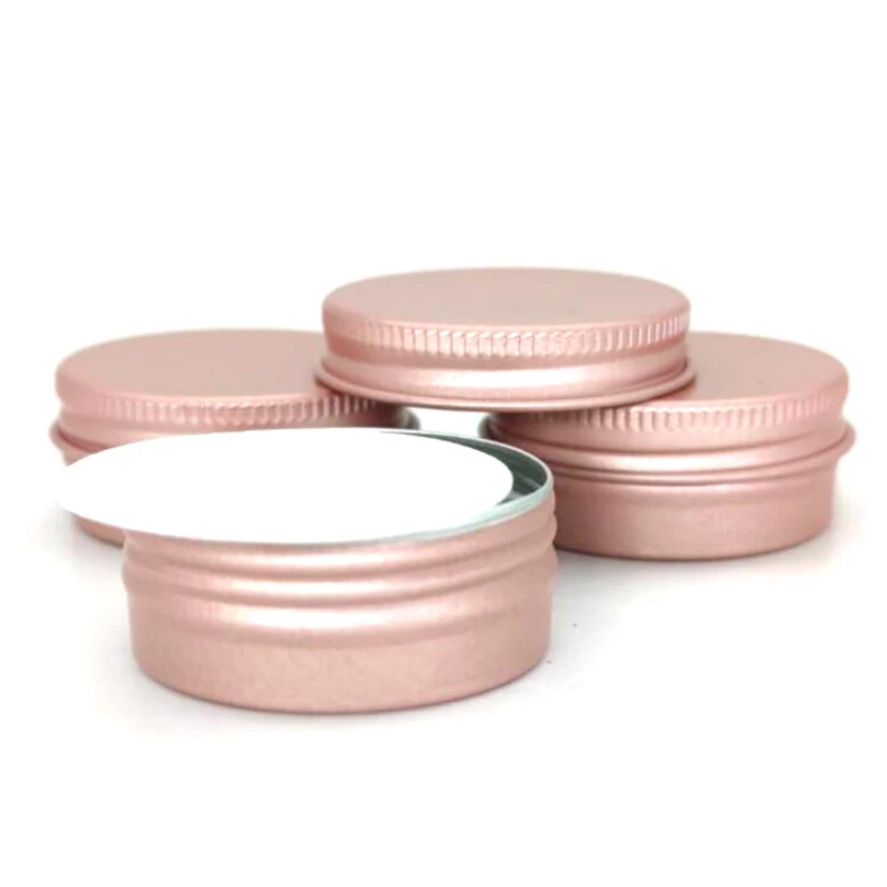 50/100pcs/lot 15g aluminum jar rose gold color Metal Empty Cosmetic Care Eye Cream Lip Balm Gloss Packaging 15g aluminum tin