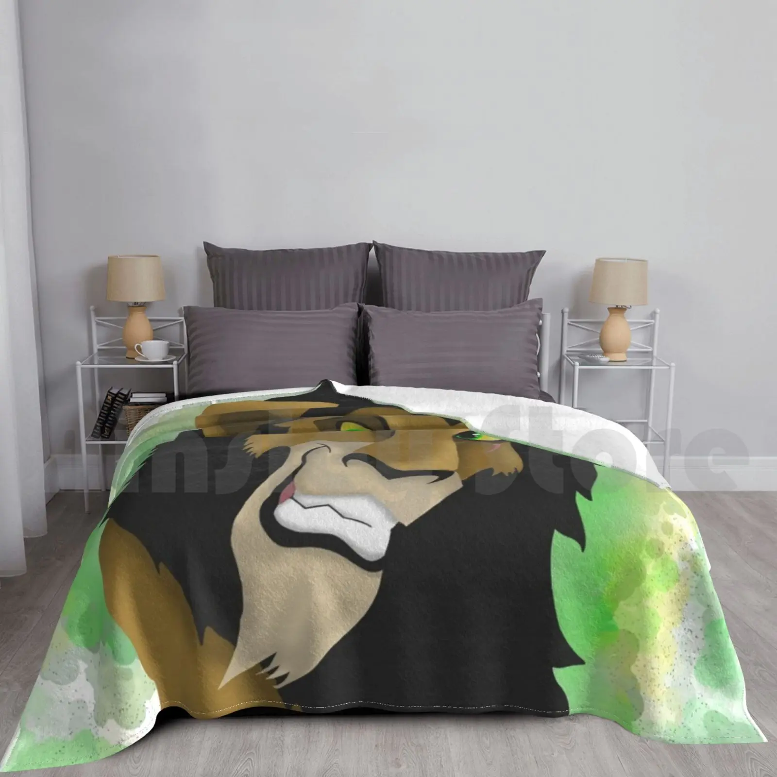 Be Prepared Blanket Fashion Custom Lion King Scar Cartoon Animal Cat Green