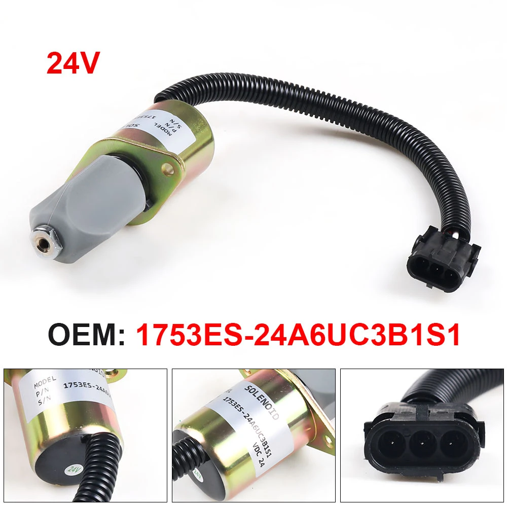 Katup Solenoid Pemutus Bahan Bakar 24V 1753ES-24A6UC3B1S1 Untuk Cummins Untuk Yanmar Untuk Kubota 3931196 SA-3665-24