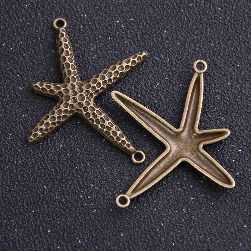 6pieces/lot 33*50mm Antique   Alloy Starfish Charms Starfish Connectors for Bracelets