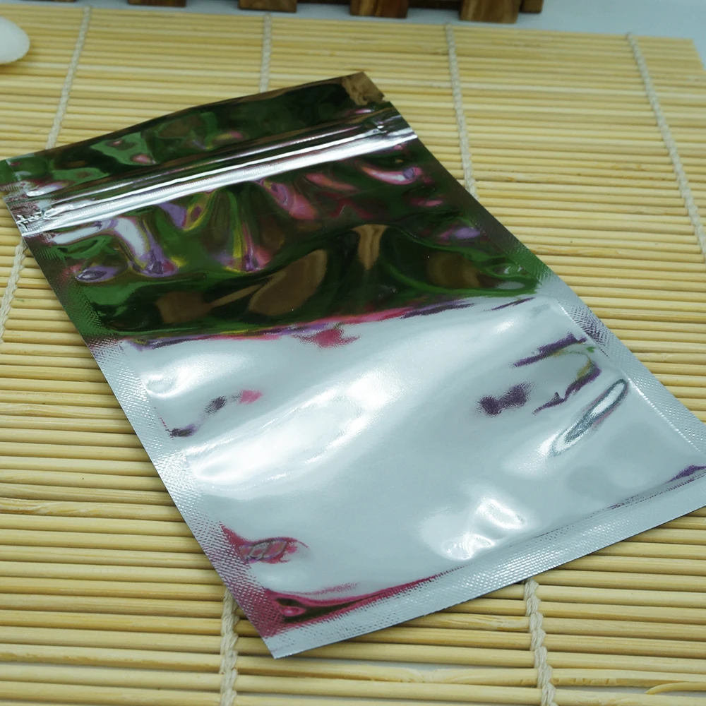 22x30cm 100Pcs Re-closable Silvery Aluminum Foil Zip Lock Bag, Food Grade Zipper Self Sealing Plastic Pouches Pet Bait Package